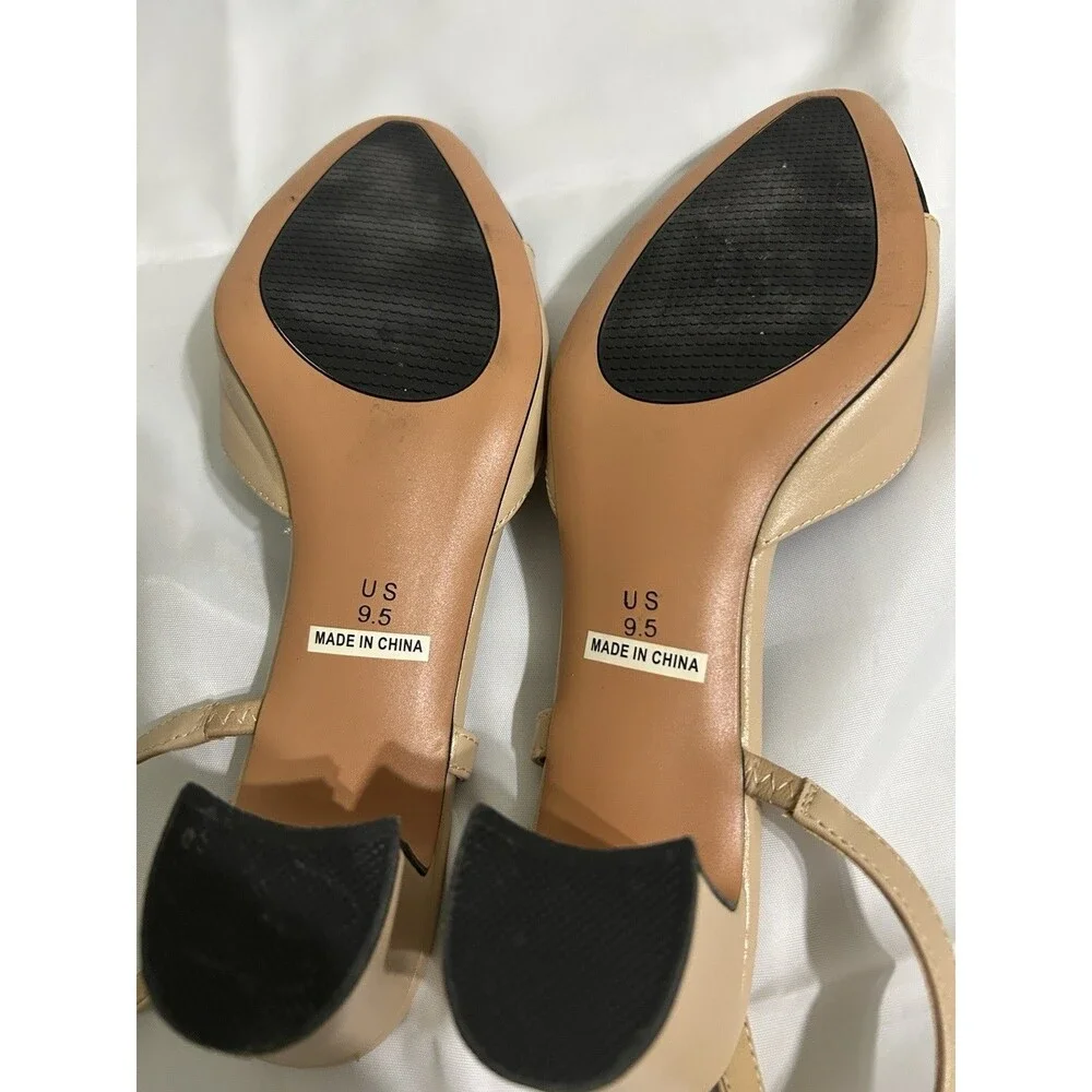 MIRAAZZURRA Women Sling Back Pumps Chunky Heels Round Toe Casual 2 Tone 9.5 - Picture 10 of 10